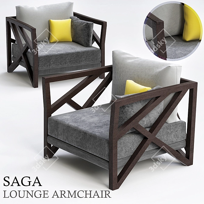 Sleek Saga Lounge Armchair 3D model image 1