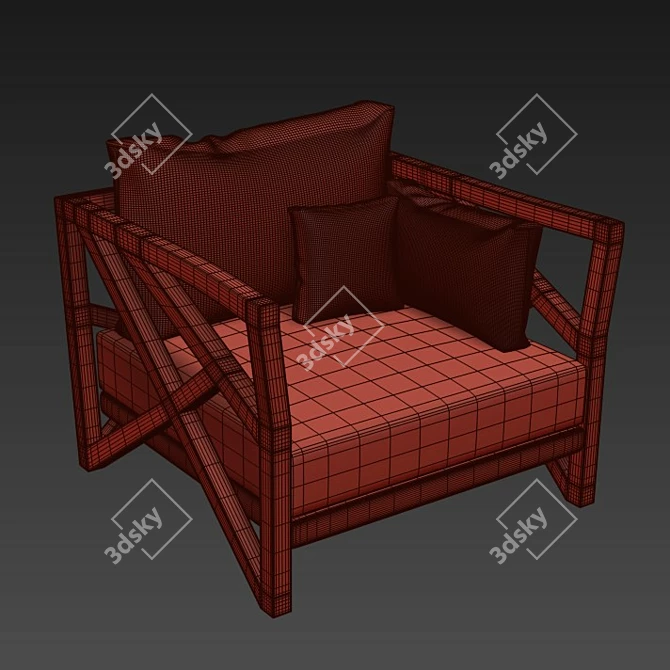 Sleek Saga Lounge Armchair 3D model image 2