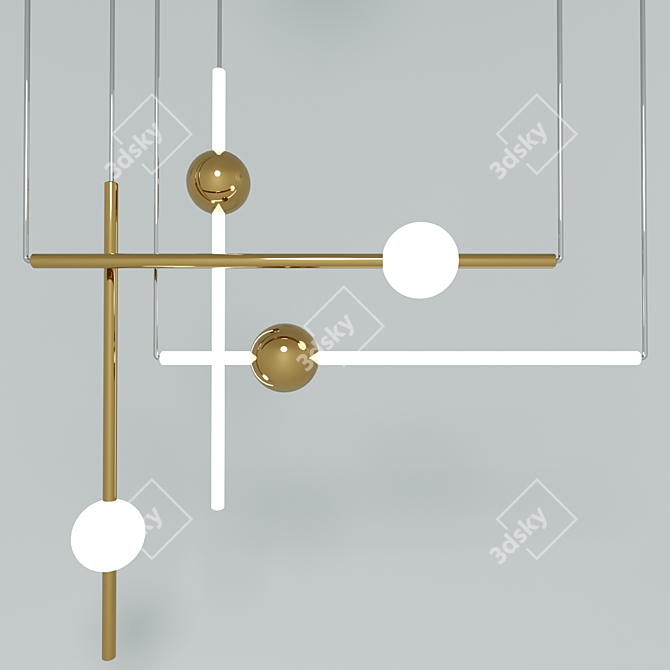 Designer LED Wand Chandelier 3D model image 1