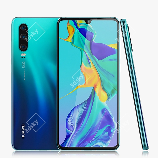 Huawei P30: Stunning Aurora Design 3D model image 1