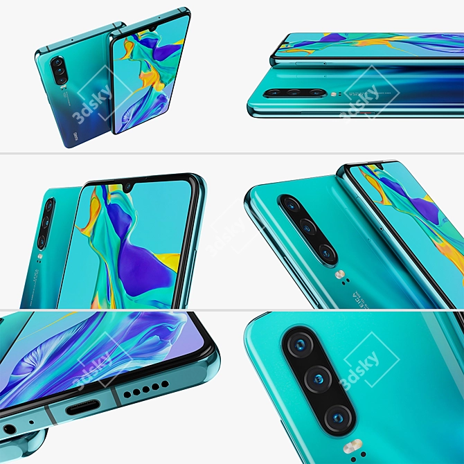 Huawei P30: Stunning Aurora Design 3D model image 2