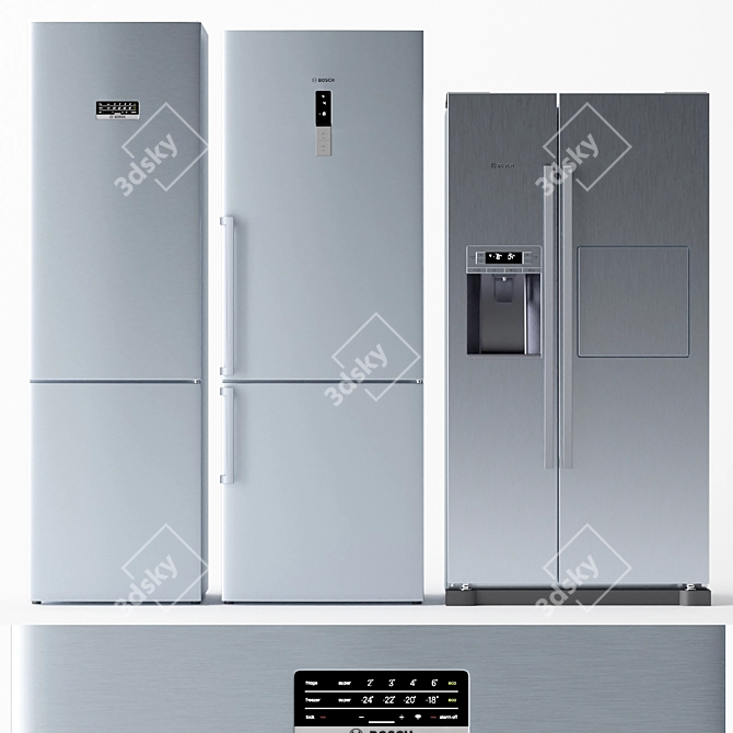 BOSCH Refrigerator Set: Efficient and Stylish 3D model image 1