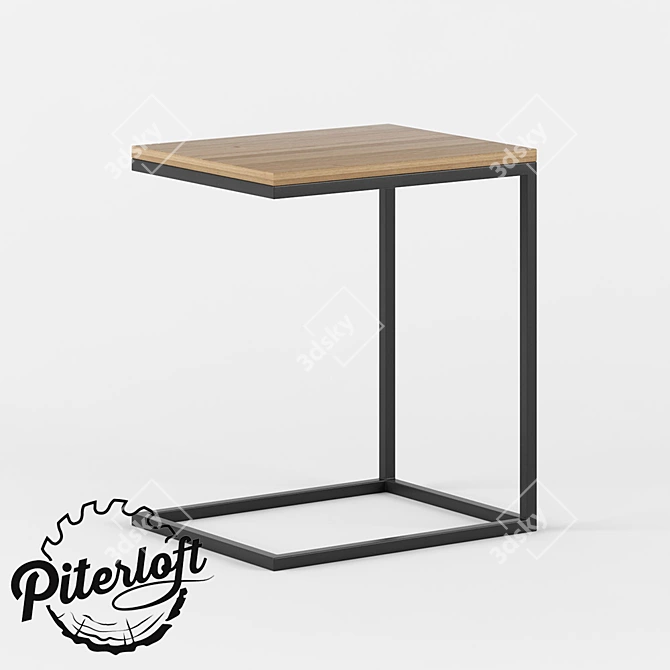 Industrial Wood and Metal Side Table 3D model image 1
