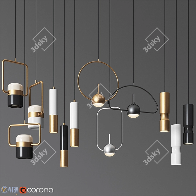 Modern Pendant Light Collection: 4 Types 3D model image 1