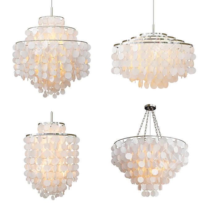 Elegant Capiz Chandelier Collection 3D model image 1