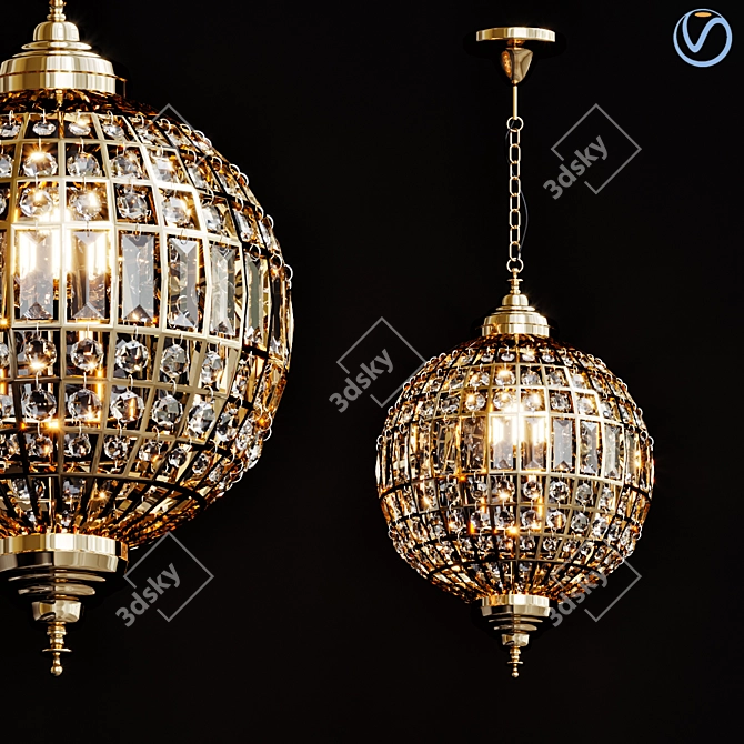 Elegant Silver Pendant Light 3D model image 1