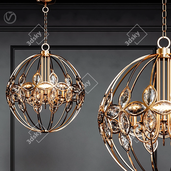 Elegant Gold Chandelier: Uttermost Ambre 3D model image 1