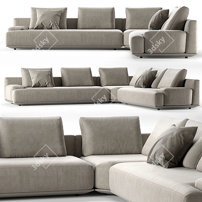 Elegant Modern Bruce Sofa 3D model image 1