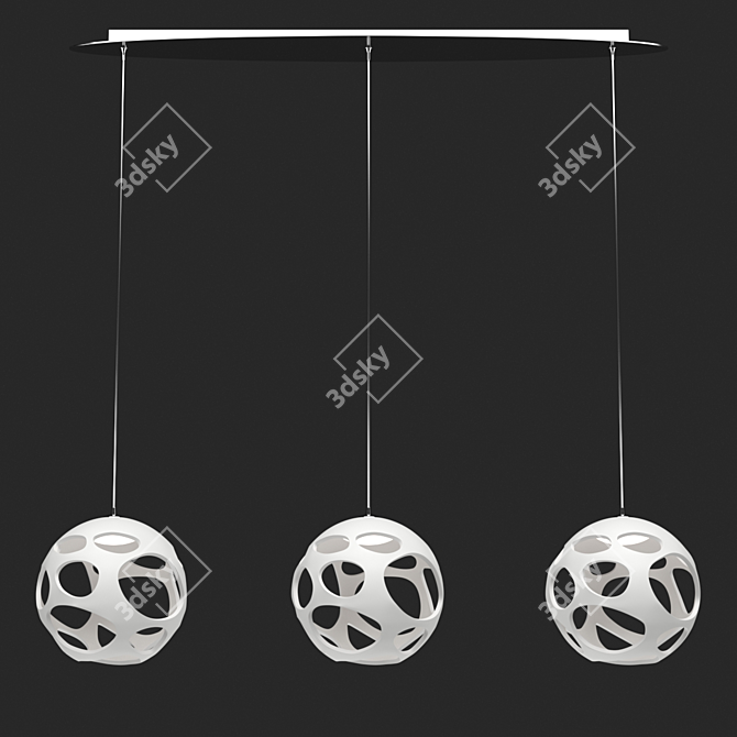 Organic OM Chandelier - White/Chrome 3D model image 1