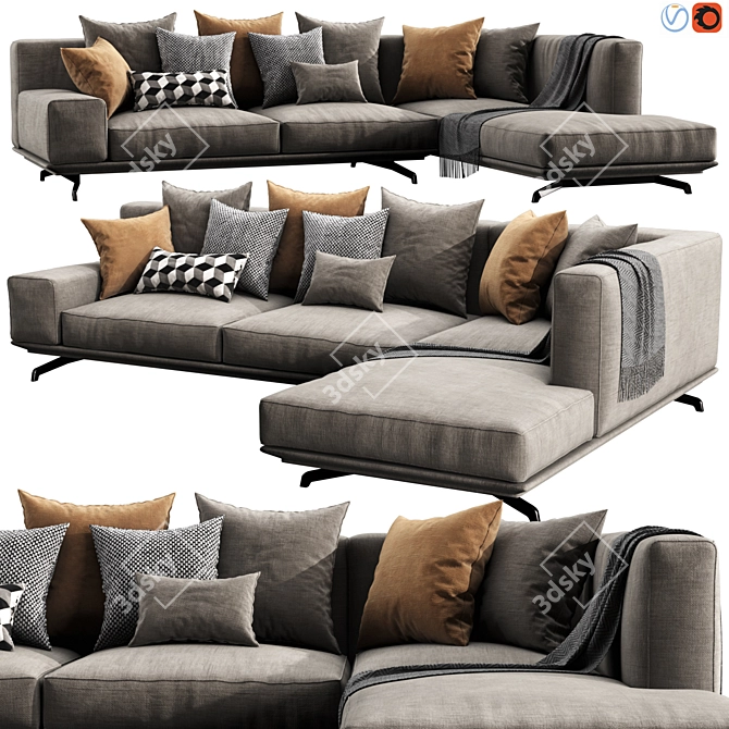 Modern Ditre Italia Dalton Chaise 3D model image 1