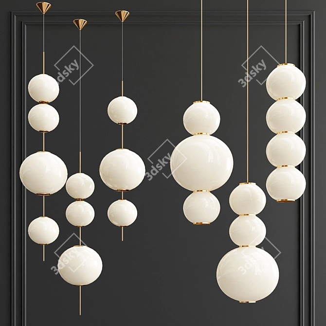 Elegant Beaded Pearl Suspension Pendant 3D model image 1