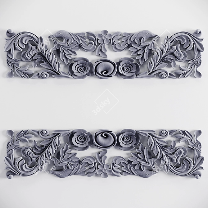 Elegant Plaster Flower Moldings 3D model image 2