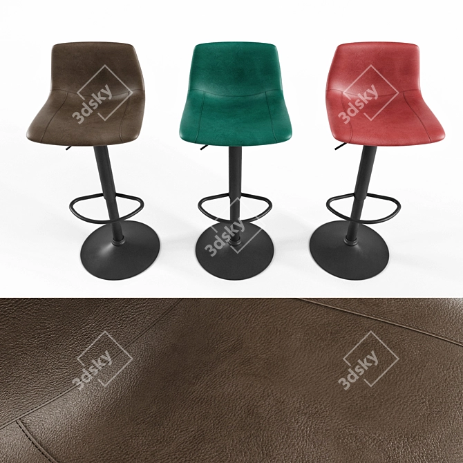 Modern Adjustable Bar Stool 3D model image 2