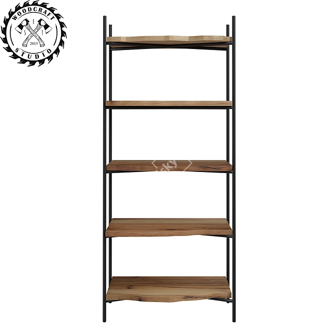 Frank Rustic Wood and Metal Shelving 3D model image 2