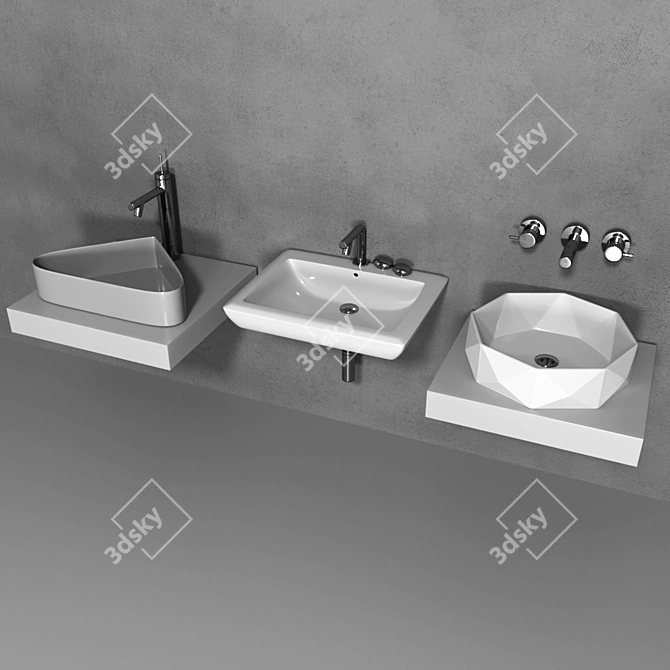 Modern Washbasin Set- Sleek and Stylish 3D model image 2