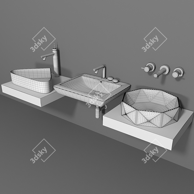 Modern Washbasin Set- Sleek and Stylish 3D model image 3
