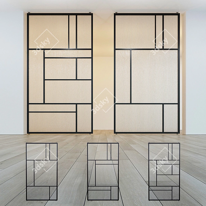 Versatile Glass Partition | Customizable Design 3D model image 1