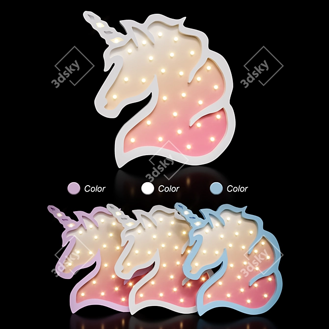 Magical Unicorn Children's Night Light 3D model image 1