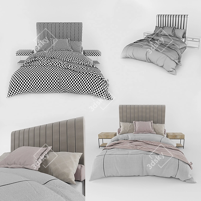 Modern Double Bed 3D model image 2