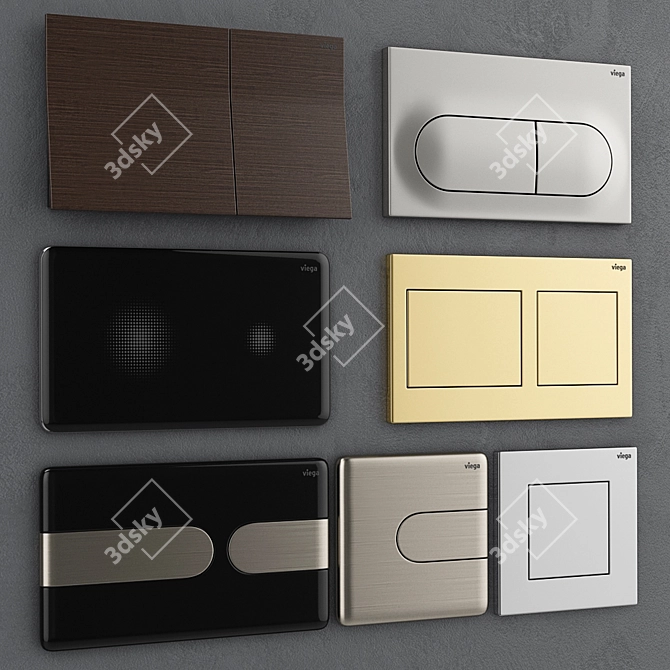 Viega 3 Flush Buttons: Stylish & Reliable 3D model image 2