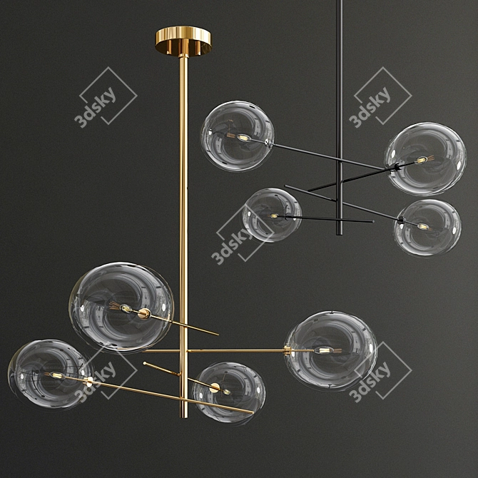 BOLLE Hanging Chandelier: Elegant Metal and Glass Lighting 3D model image 1