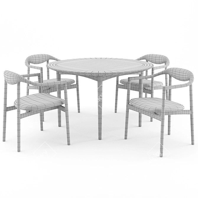 Contemporary Jari Chair and Round Table 3D model image 2