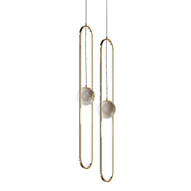 Elegant Metal Pendant Lamp - Adriani e Rossi Edizioni 3D model image 6