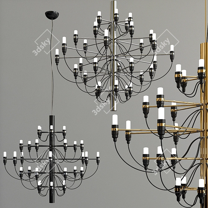 Elegant Brass Chandelier 3D model image 1
