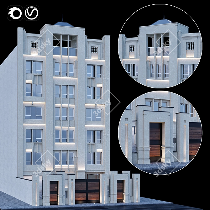 Classic Building Model: Detailed & Rendering Ready 3D model image 1