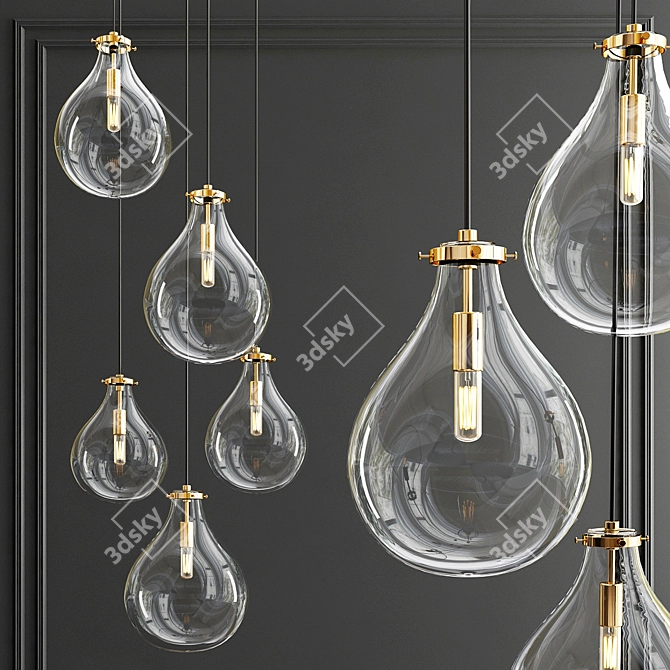 Elegant Teardrop Chandelier: Tracy Clover's Masterpiece 3D model image 1