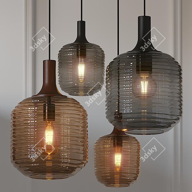 Modern Glass Honey Pendant 3D model image 1