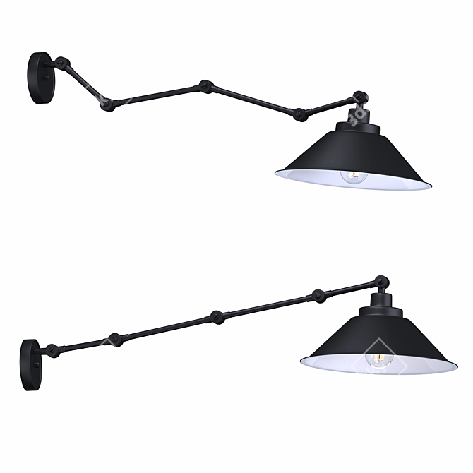 Adjustable Steel Ceiling/Wall Lamp 3D model image 2
