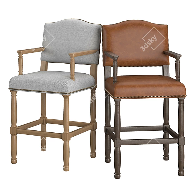 Luxury Empire Camelback Barstool 3D model image 1