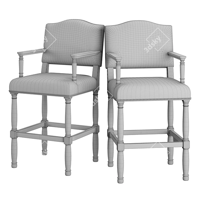 Luxury Empire Camelback Barstool 3D model image 3