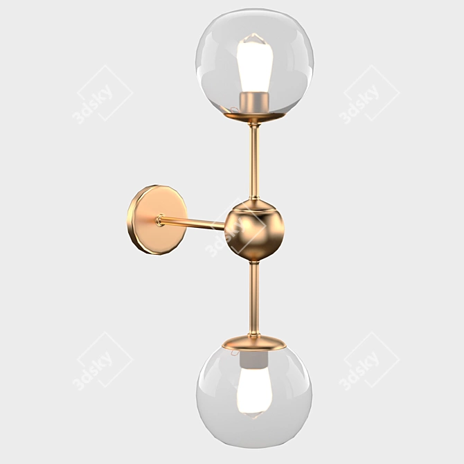 Gramercy Sconce: Metal and Glass Wall Light with Two Shades 3D model image 1