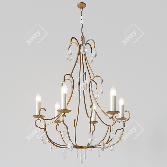 Elegant Brass Chandelier: Louise Bradley 3D model image 1