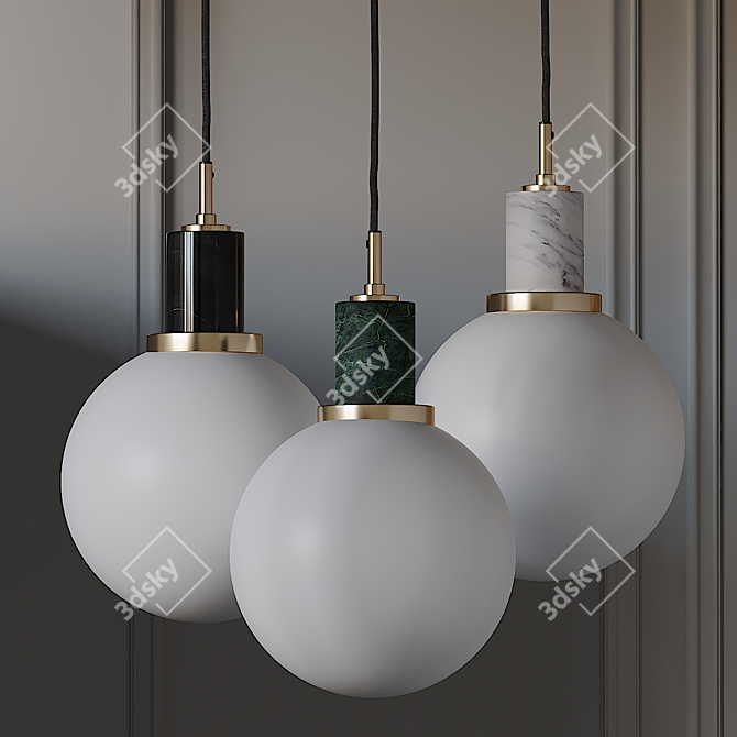 Sleek Glass Globe Pendant 3D model image 1