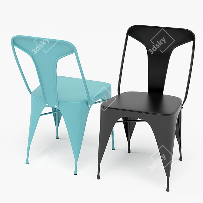 Graphite & Turquoise Steel Malibu Chair 3D model image 2