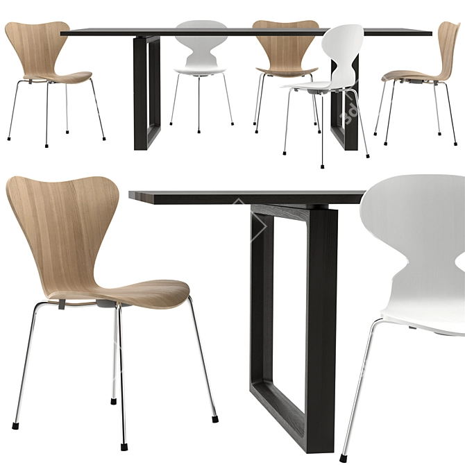 Contemporary Essay Table Set 3D model image 1