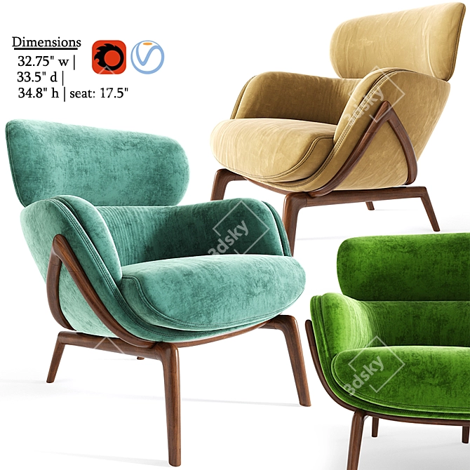 Elegant Elysia Lounge Chair: Modern Comfort in Style! 3D model image 1