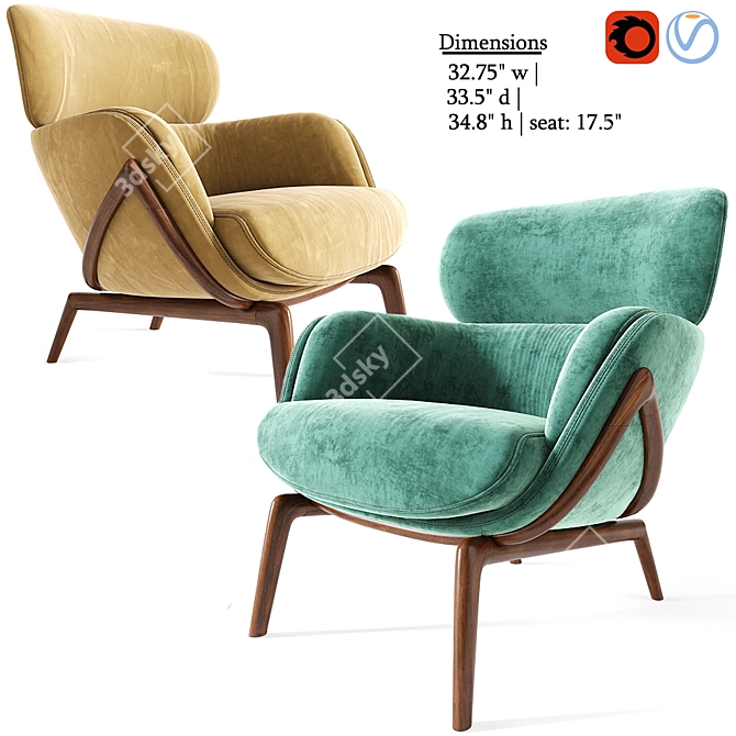Elegant Elysia Lounge Chair: Modern Comfort in Style! 3D model image 2