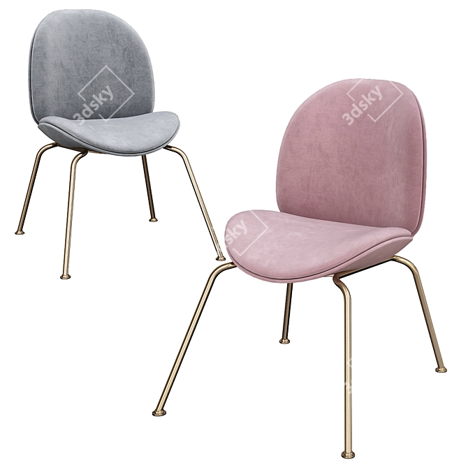 Modern Beetle Dining Chair: Conic Base 3D model image 1