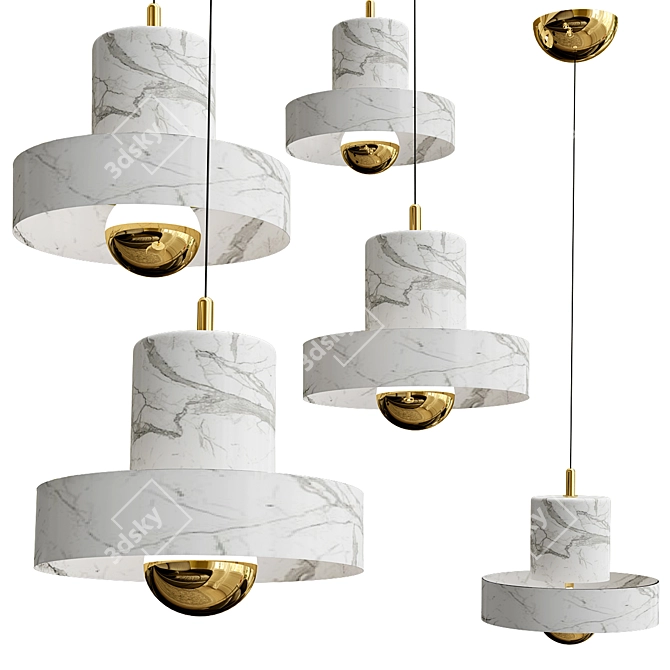 Sleek Marble Pendant Light 3D model image 1