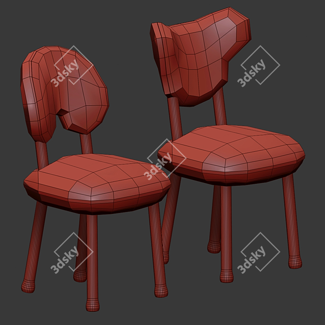 Oops Solid Oak Chairs by Pierre Yovanovitch 3D model image 3