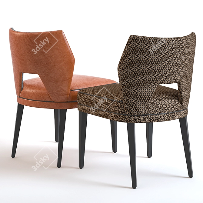 Velour Upholstered Jasper Dining Chair 3D model image 2