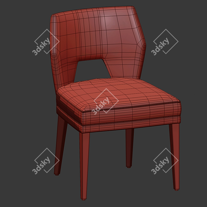Velour Upholstered Jasper Dining Chair 3D model image 3