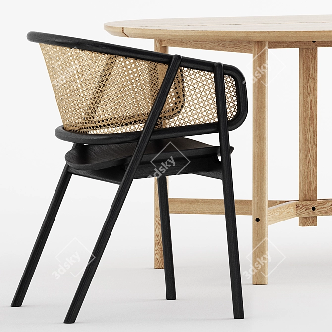 Cane Armchair & Arch Table Set 3D model image 2