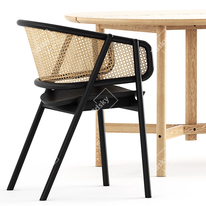 Cane Armchair & Arch Table Set 3D model image 5