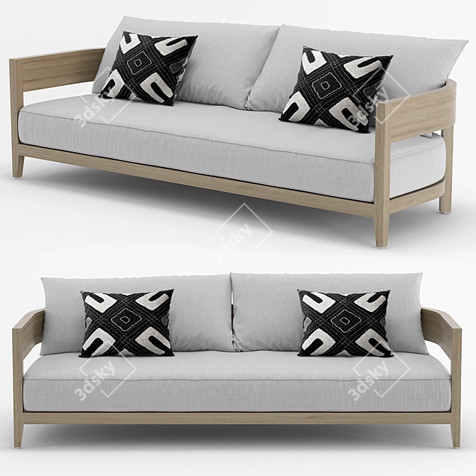 Elegant Teak Sofa: RH Balmain 3D model image 1