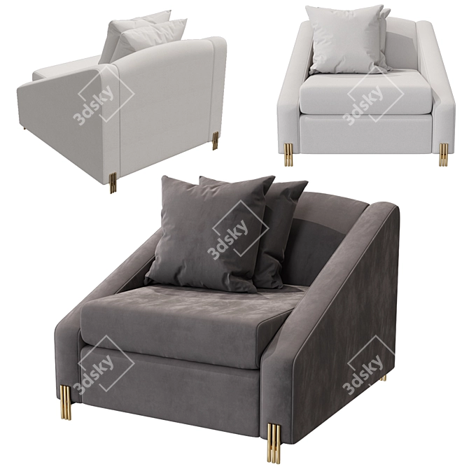 Elegant Eichholtz Chair Candle: Savona Grey Velvet & Brushed Brass 3D model image 1